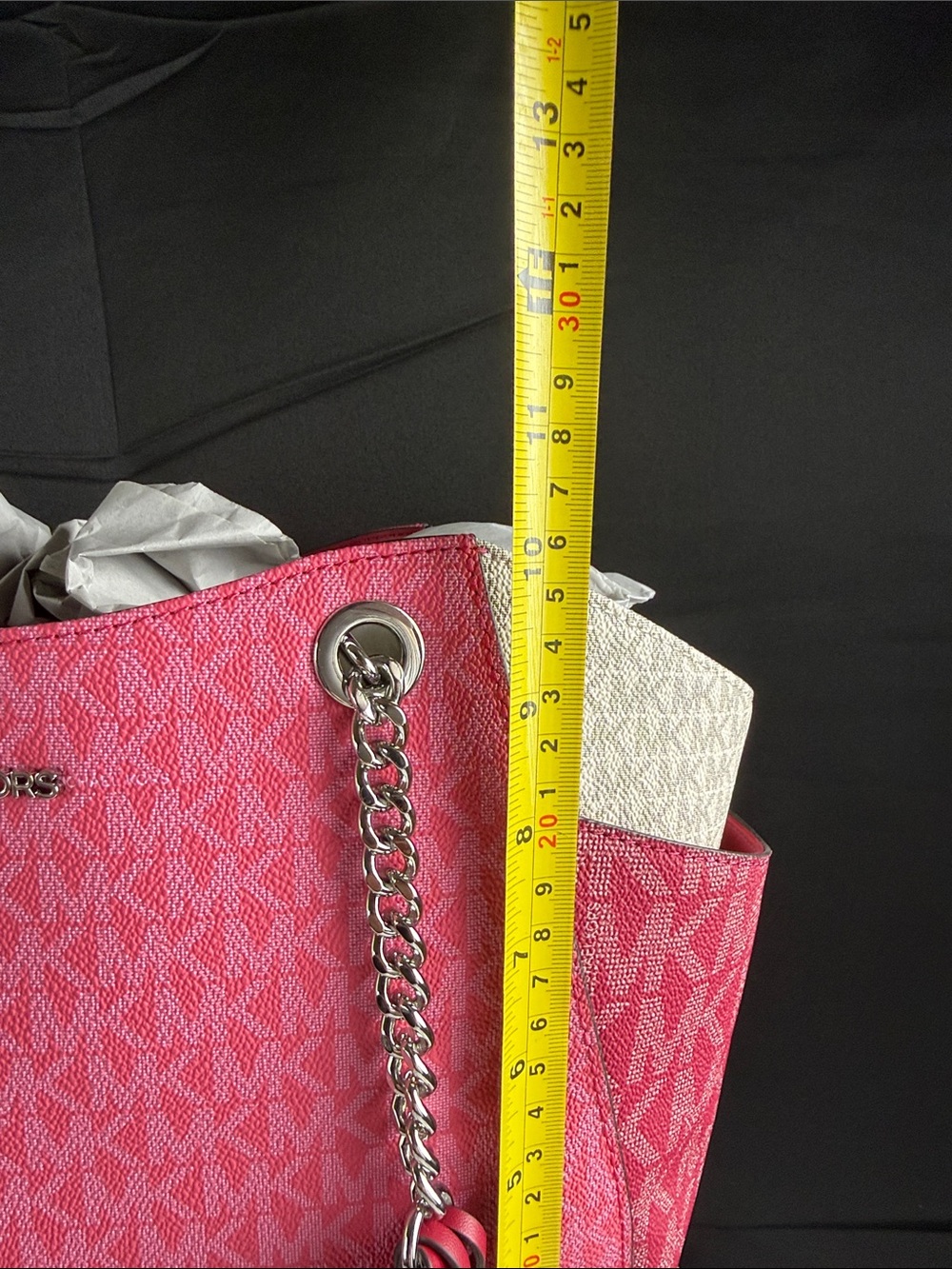 Michael Kors Hot Pink Monogram Chain-Handle Shoulder Bag - Picture 5 of 6